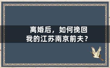 离婚后，如何挽回我的江苏南京前夫？