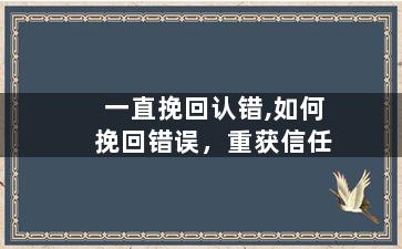 一直挽回认错,如何挽回错误，重获信任