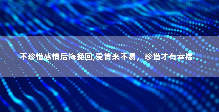 不珍惜感情后悔挽回,爱情来不易，珍惜才有幸福