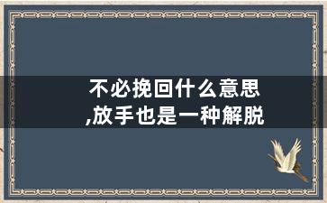 不必挽回什么意思,放手也是一种解脱