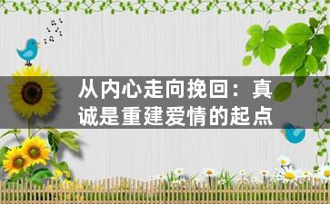 从内心走向挽回：真诚是重建爱情的起点