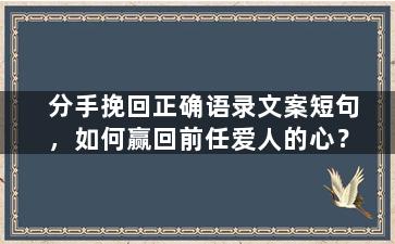 分手挽回正确语录文案短句，如何赢回前任爱人的心？