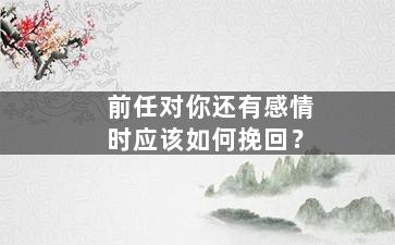 前任对你还有感情时应该如何挽回？