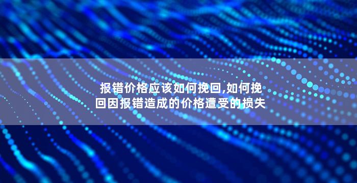 报错价格应该如何挽回,如何挽回因报错造成的价格遭受的损失