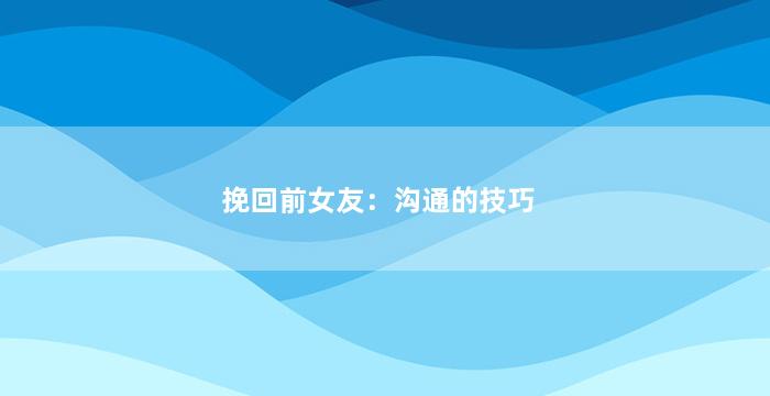 挽回前女友：沟通的技巧